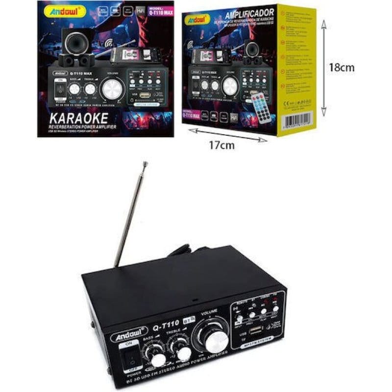 Andowl Q-T110 MAX karaoke pojačalo sa Bluetooth i FM radiom karaoke pojačalo - prednja strana