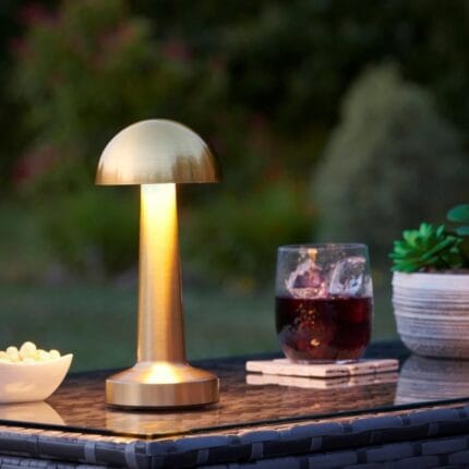 Auraglow punjiva stona lampa u obliku pečurke, mesing 23,5 cm