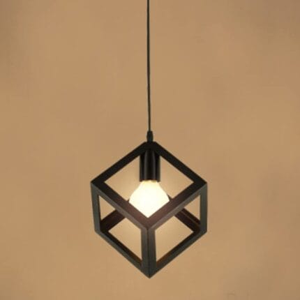 Crna kockasta viseća lampa E27 metal 16×28 cm