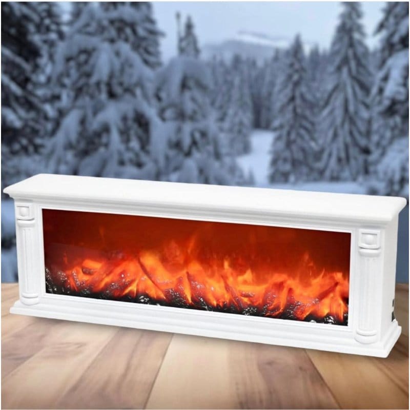 Dekorativni LED kamin sa efektom plamena — baterije ili USB napajanje LED kamin dekoracija - prednja strana