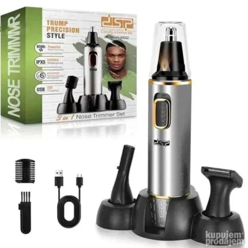 DSP 40032 trimer set 3u1 — nastavci za nos, uši i zulufe trimer set 3u1 - prednja strana
