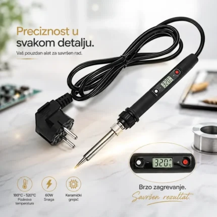 Lemilica digitalna 60W sa LCD displejem i podesivom temperaturom - prednja strana