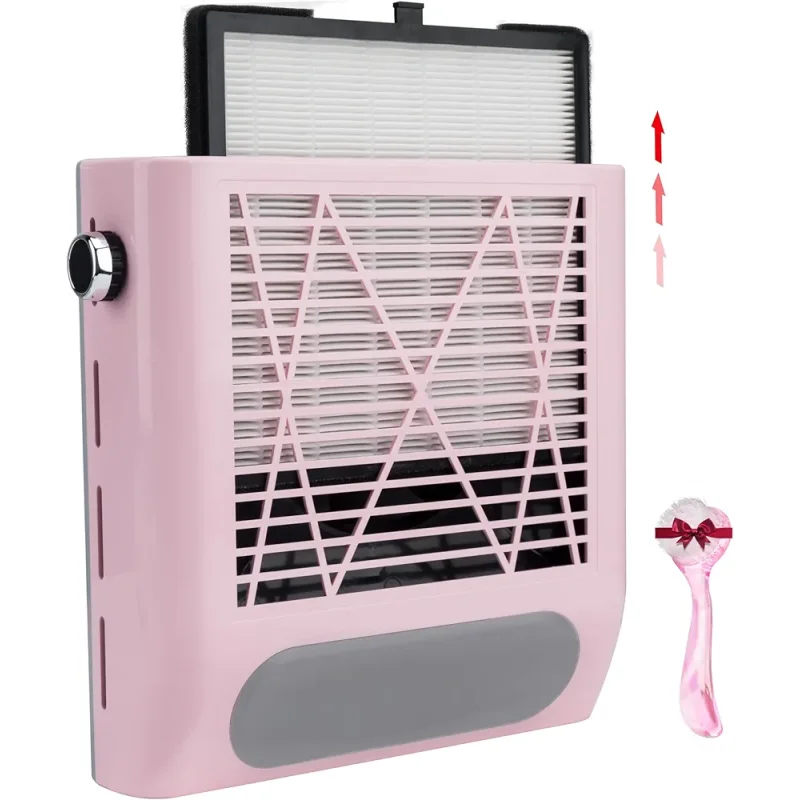 Roze aspirator za nokte 80W sa jastučićem za oslonac ruke roze aspirator za nokte 80W - u upotrebi