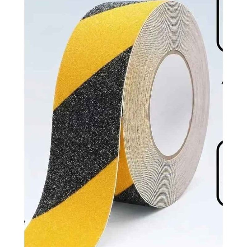 Samolepljiva žuto-crna protivklizna traka 50 mm × 5 m žuto crna sigurnosna traka - prednja strana