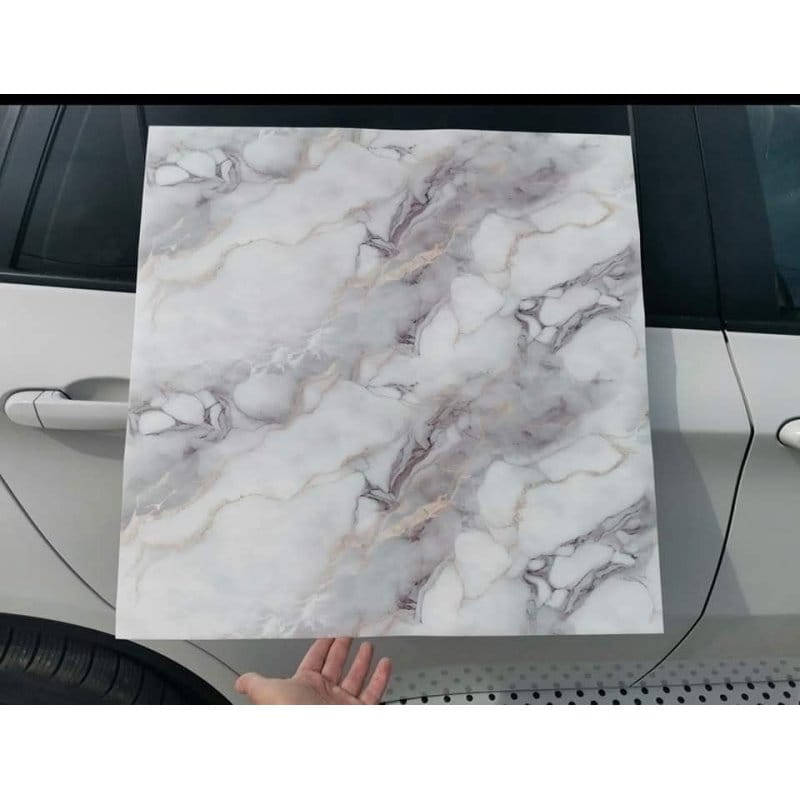 Samolepljive 3D zidne ploče belo-sivi mermer 60x60 cm, 12 kom zidne ploče belo sive - prednja strana