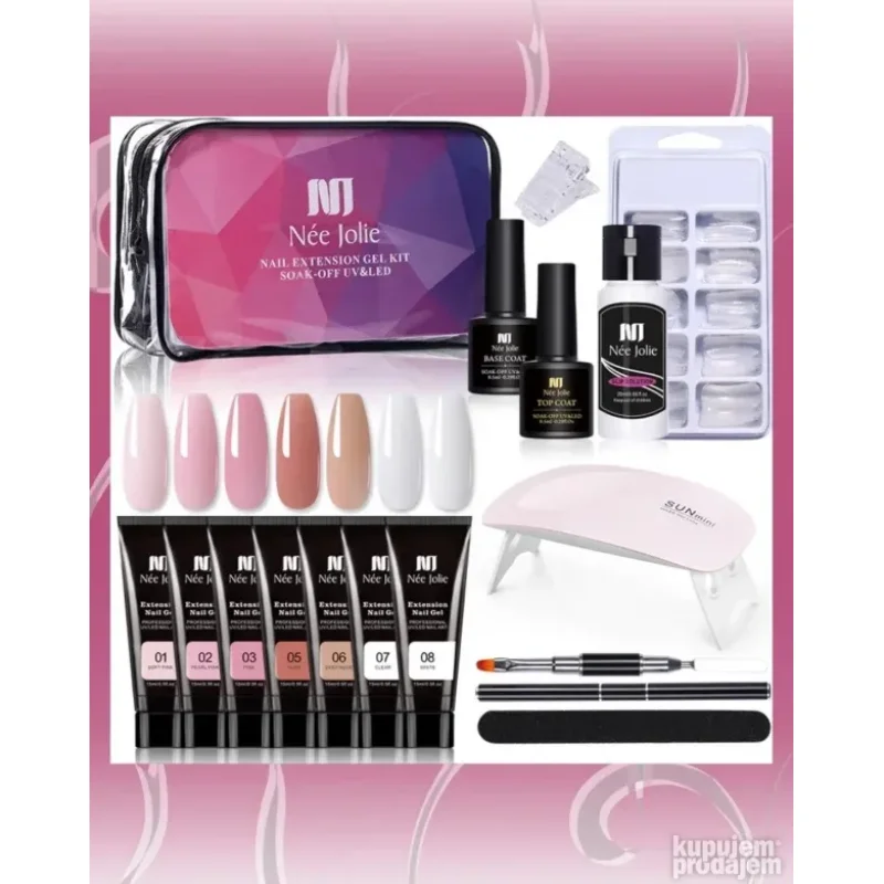 Poli gel set sa mini UV/LED lampom i 7 gelova za nadogradnju poli gel set sa mini lampom - u upotrebi