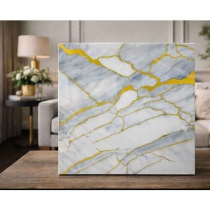 Zidni paneli mermer zlatne žile belo-sivi 60x60 cm, 10 kom