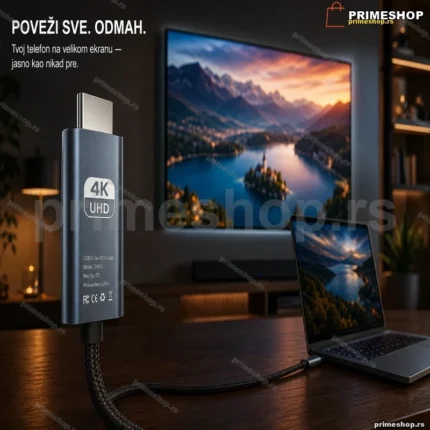HDMI kabl sa USB-C priključkom — 4K UHD prenos slike i zvuka
