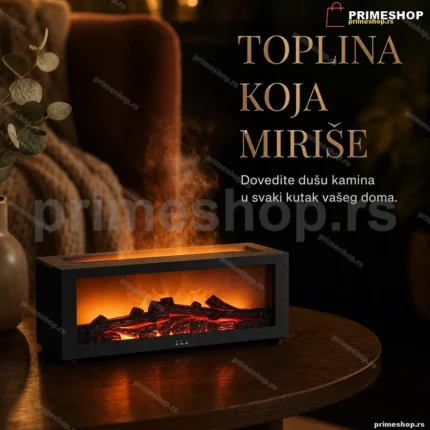 3D kamin aroma difuzer sa efektom plamena, 7 LED boja i daljinskim