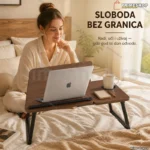 Prenosivi stočić za laptop sa nagibom i držačem za čašu