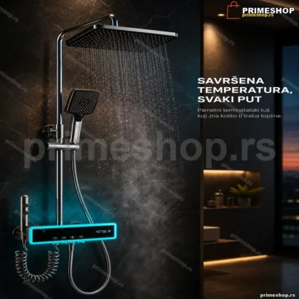 Kontrola temperature u kupatilu — tuš sistem sa termostatom i LED displejom
