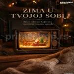 Novogodišnji ukras retro televizor sa LED svetlom i muzičkom kutijom