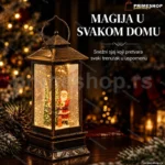 Novogodišnji fenjer sa figurama od smole i LED svetlom