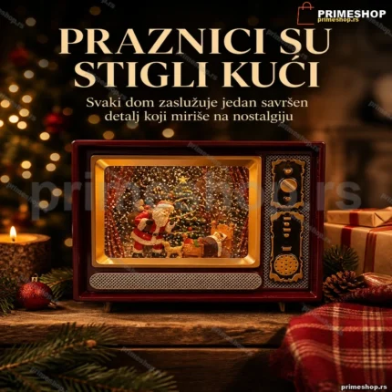 Novogodišnja dekoracija retro televizor za policu