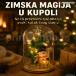 LED kupola sa sneškom, jelkicama i drvenom osnovom