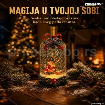 Muzički fenjer boca sa efektom snega i svetlom