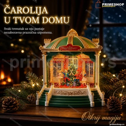 LED pozornica sa figurama, šljokicama i USB napajanjem, 21x23x10 cm