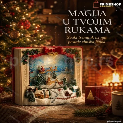 Snežna kugla knjiga sa svetlom, muzikom i šljokicama