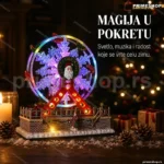 Muzički ringišpil sa pahuljom — LED svetlo i pokret, 26 cm