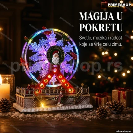 Muzički ringišpil sa pahuljom — LED svetlo i pokret, 26 cm
