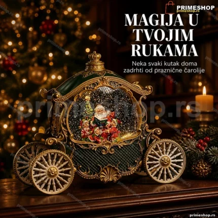 Muzička kugla sa kočijom i konjima — prazničná dekoracija