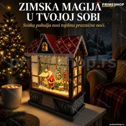 Deda Mraz u LED kućici sa efektom padajućeg snega