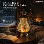 Novogodišnja lampa sa figurama, efektom snega i muzikom