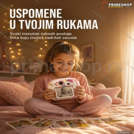 Roze instant kamera za devojčice — Jednorog, termalni štampač bez mastila