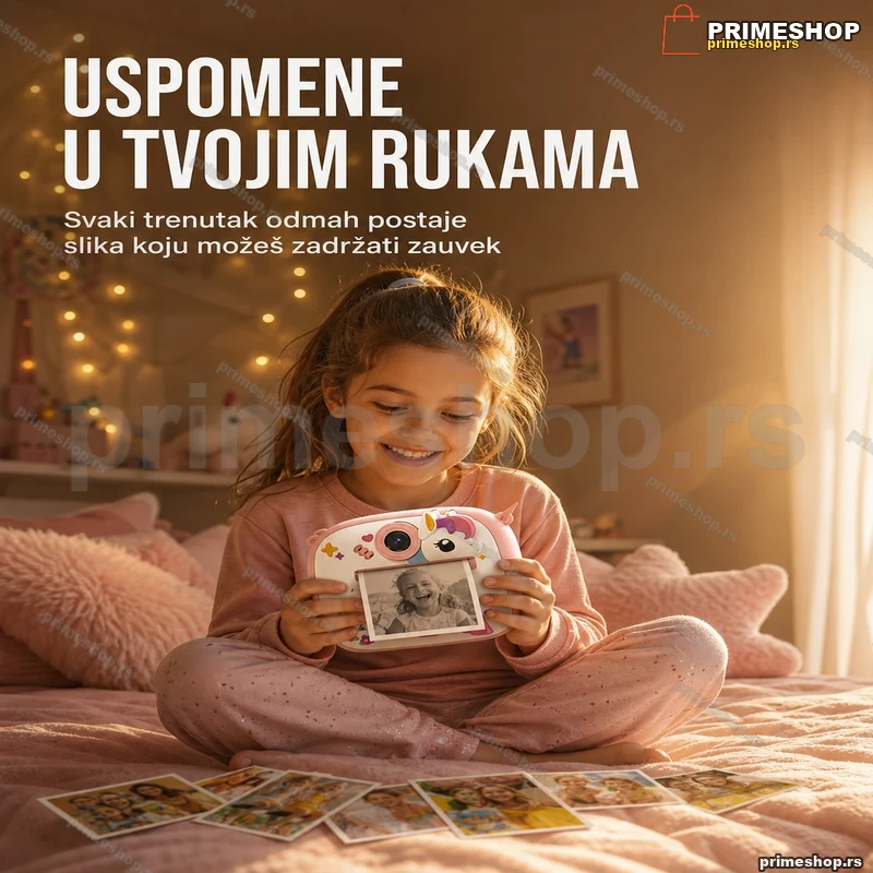Roze instant kamera za devojčice — Jednorog, termalni štampač bez mastila Roze instant kamera za devojčice — Jednorog, termalni štampač bez mastila