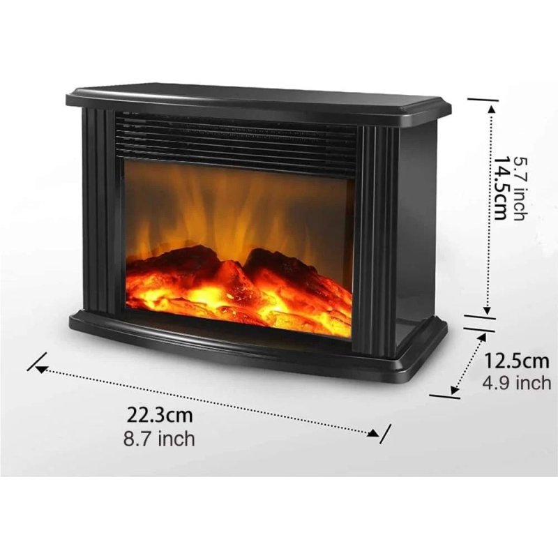 LED kamin grejalica 1000 W sa efektom plamena — mini stona grejalica kamin - u upotrebi